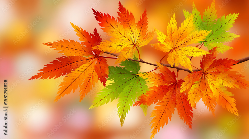 Autumn maple leaves in vibrant fall colors