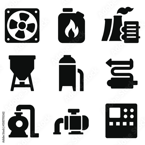 Industrial equipment icons fuel