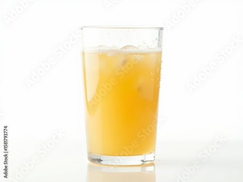 A clear glass filled with freshly squeezed apple juice