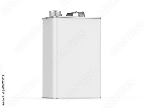 Fotografie Metallic tin can with cap and handle for branding and mockup, 3d illustration