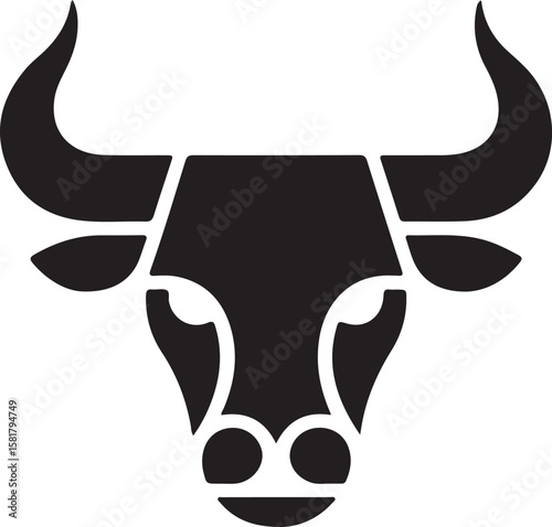 Abstract Bull Head Silhouette