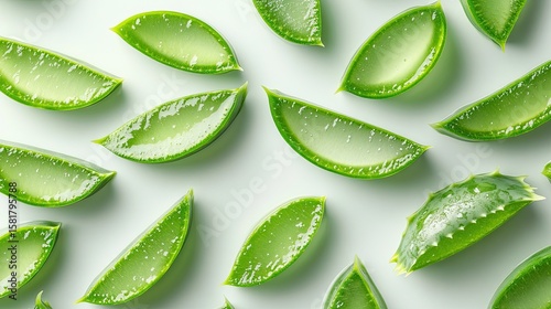 Wallpaper Mural Flat Lay Composition of Aloe Vera on Light Background Torontodigital.ca