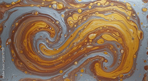 Abstract Swirling Pattern with Gold and Gray Colors Artistic Fluid Art Design