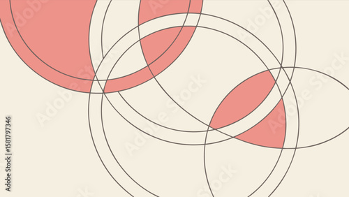 Abstract overlapping circles design with pink fill shapes vector illustration for modern background use case