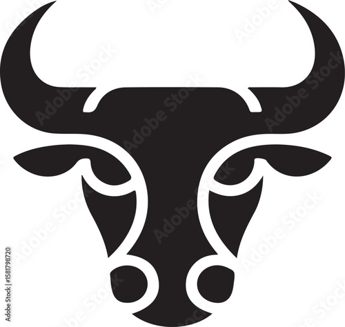 Abstract Bull Head Silhouette