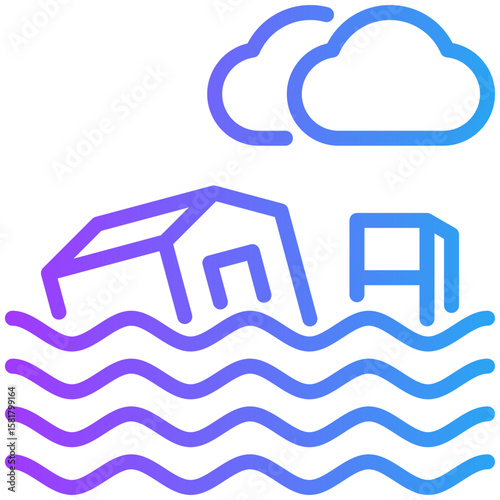Floods icon for business risk, website, application, printing, document, poster design, etc