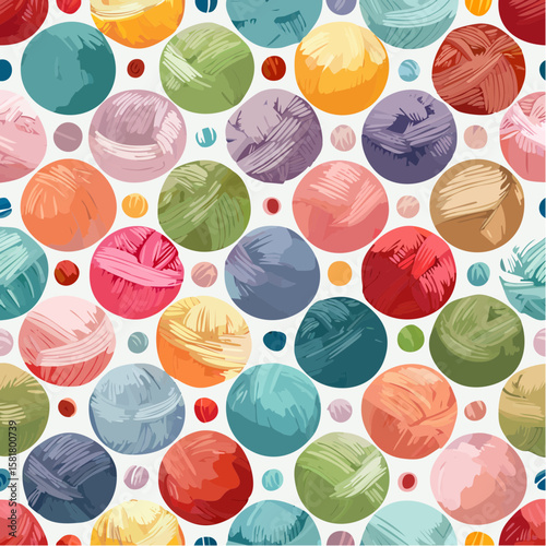 seamless spread of knitting yarn balls in various colors