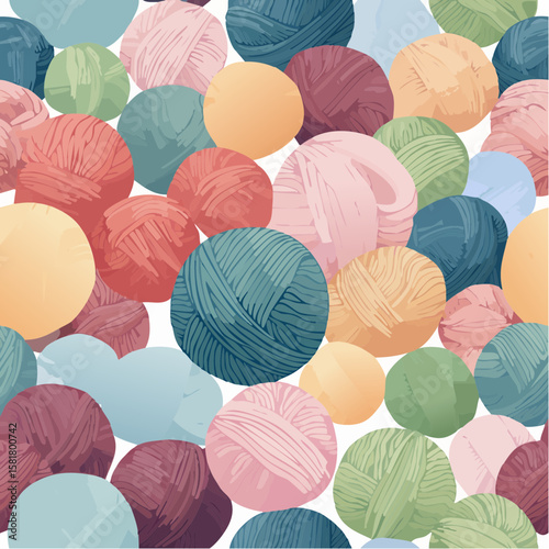 seamless spread of knitting yarn balls in various colors
