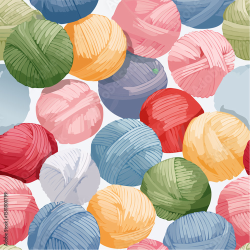 seamless spread of knitting yarn balls in various colors