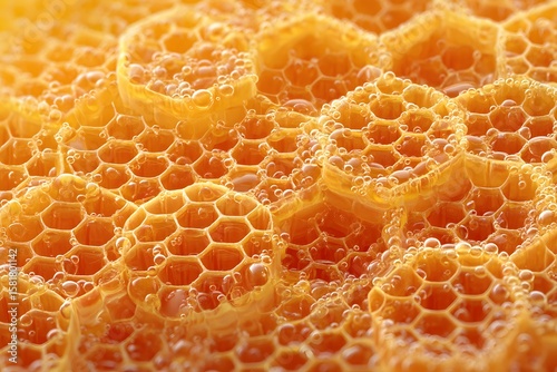 Honeycomb cells, nature's architectural marvel, showcasing the intricate and efficient design of a beehive