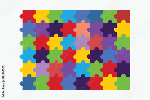 World Autism Awareness Day seamless pattern background. Colorful puzzle vector background. Autism symbols. Medical flat illustration. Healthcare.