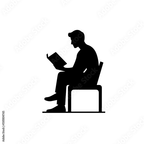 man reading book silhouette , men reading book vector