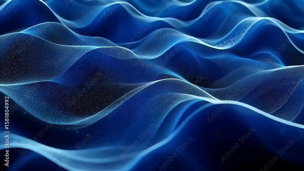 Abstract waves of blue light creating a flowing pattern, evoking a sense of tranquility and depth Abstract waves of blue light creating a flowing pattern, evoking a sense of tranquility and depth