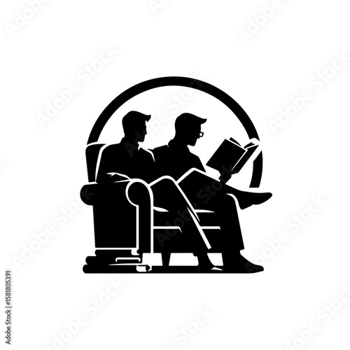 man reading book silhouette , men reading book vector