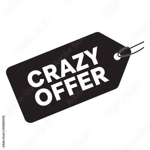 Black and white sale tag with crazy offer text perfect for advertising promotions