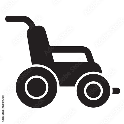 Black and white silhouette illustration of a wheelchair representing disability and mobility
