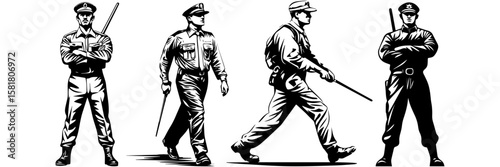 Law Enforcement Clipart – Police Patrol Line Art Graphic