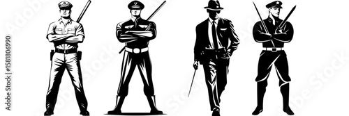 Law Enforcement Clipart – Police Patrol Line Art Graphic