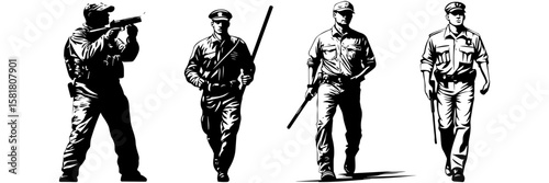 Police Officer Vector – Security Guard Silhouette Illustration