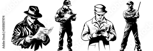 Police Officer Vector – Security Guard Silhouette Illustration