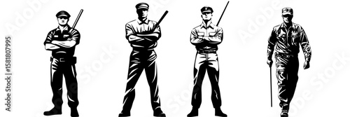 Law Enforcement Clipart – Police Patrol Line Art Graphic