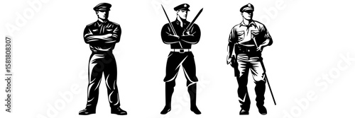 Police Officer Vector – Security Guard Silhouette Illustration