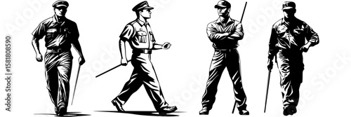 Police Officer Vector – Security Guard Silhouette Illustration