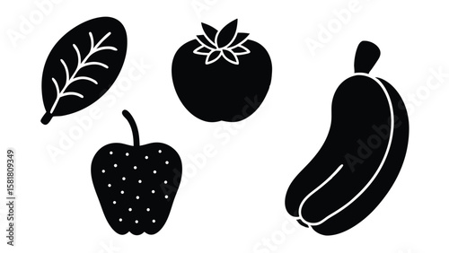 Seven Hand Drawn Style Vector Icons of Nutritious Foods