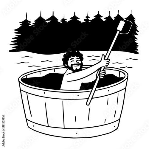 drunk paddler in a white paddle barrel