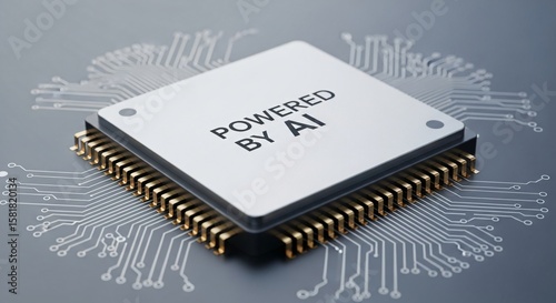 A modern AI powered microprocessor cpu chip on a dark textured surface technology artificial intelligence innovation hardware computer electronics