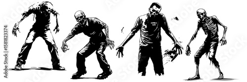 Screaming Horror Faces – Angry Undead Zombie Clipart

