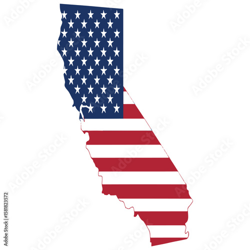  Map of California State with inside USA map with flag, a vibrant symbol of the United States