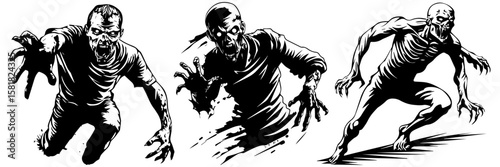 Screaming Horror Faces – Angry Undead Zombie Clipart

