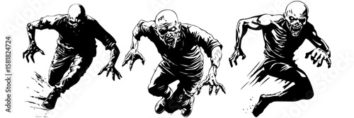 Zombie Skull Vector Set – Scary Monster Head Illustrations