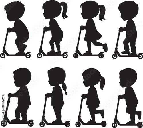 baby skate silhouette bundle vector illustration