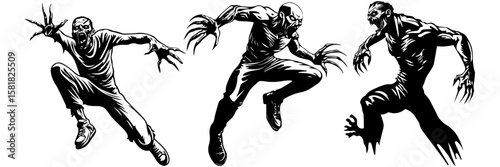 Zombie Skull Vector Set – Scary Monster Head Illustrations