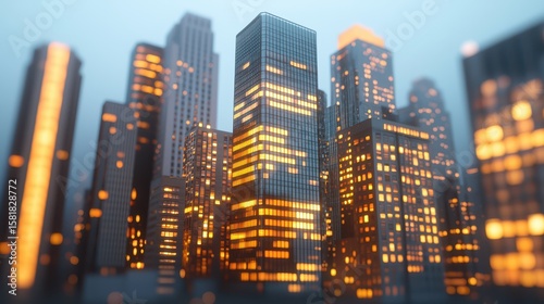 Vibrant metropolis, a captivating night view of skyscrapers and city lights illuminated