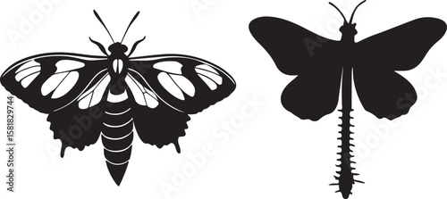 Two butterfly Silhouette Vector Icon Design 