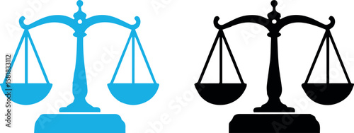 Find legal justice scales of law and balance symbol for courtroom and lawyer services icon design vector