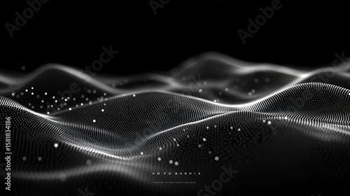 Abstract digital landscape of shimmering particles (2)