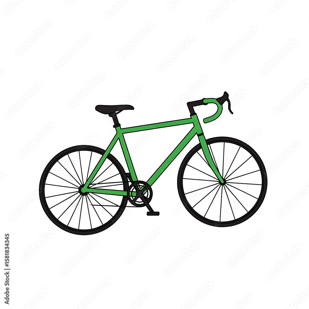 Fototapeta premium Green Bicycle Illustration