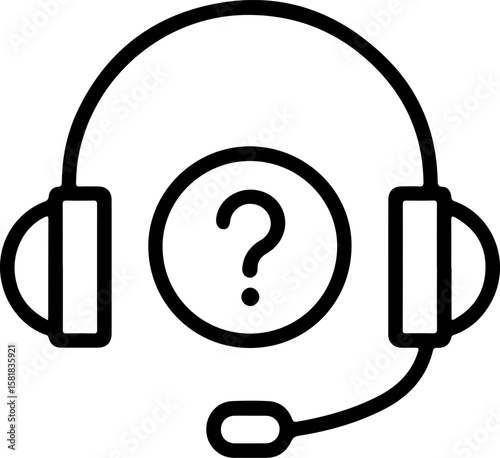 Customer support headset with a question mark symbol for inquiries and assistance