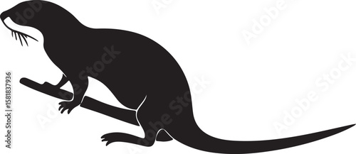 Silhouettes of Maple Leaf, Otter, and Salamander Icon Vector Design – Solid Black Nature Symbols for Wildlife and Botanical Themes