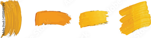 Cut Out Set of Vector Grunge Brush Stroke, Hand-Drawn Mustard Yellow Color, Isolated on Transparent or White Background.