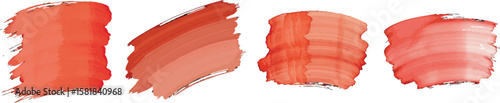 Cut Out Set of Vector Grunge Brush Stroke, Hand-Drawn Salmon Color, Isolated on Transparent or White Background.