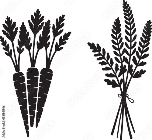 Realistic Lantern Vegetables Silhouette Vector Icon Design – Solid Black Filled Clipart for Kitchen, Farming & Food Themes
