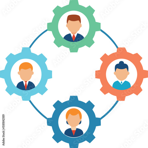 Workflow Optimization Concept Each Team Member Performing Task