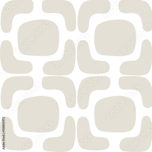 An abstract tile pattern showcasing smooth, rounded shapes arranged in a balanced grid. The soft, neutral colors create a calming effect, making this design perfect for backgrounds, wallpapers, or any