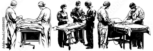 Telemedicine and Hospital Equipment – Medical Staff Vector Illustrations