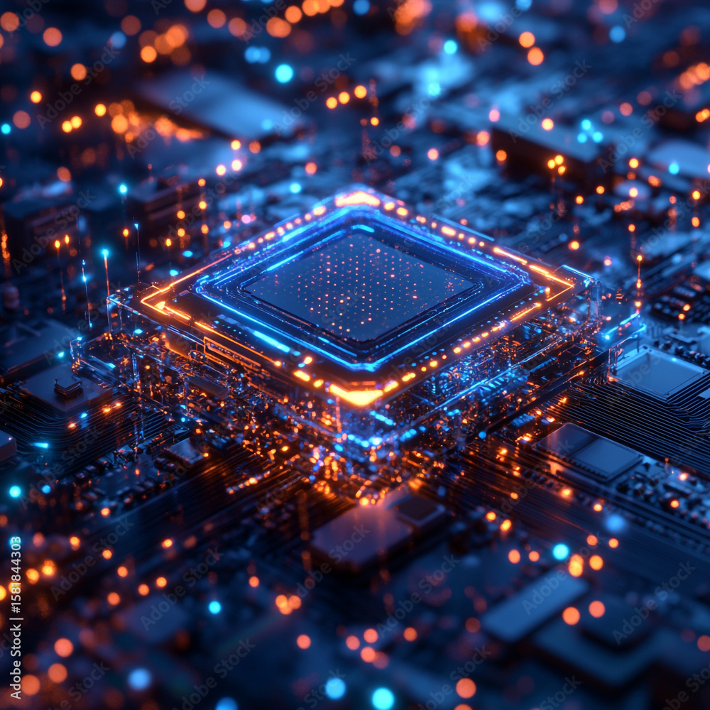 Obraz premium Computing With Transparent Quantum Levitating Concept